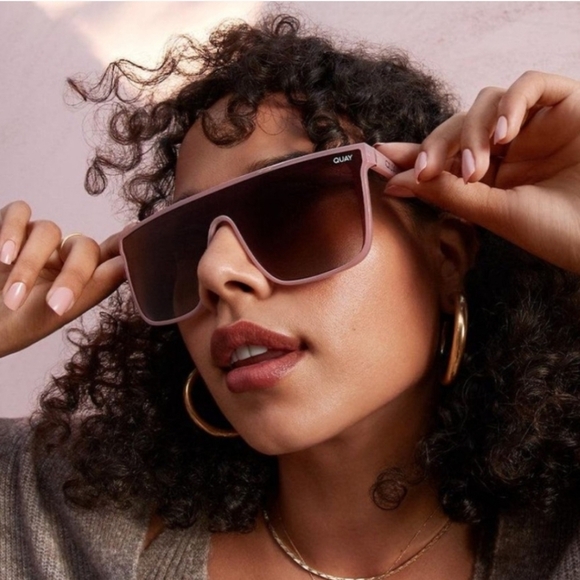 New Quay Australia NIGHTFALL Oversized Polarized Rose-Tinted Sunglasses - Picture 1 of 9